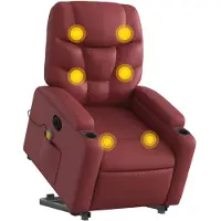 vidaXL Sta-op-massagestoel elektrisch kunstleer wijnrood