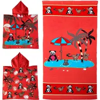 Le Comptoir Aroma Set van bad cape/poncho met strand/badlaken voor kinderen dierenprint print microvezel - Badcapes