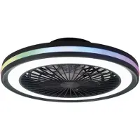 MANTRA LED plafondventilator voor gamers, zwart, DC, stil, Ø 47 cm, CCT RGB Gamer, dimbaar, zwart, Woon-/ Eetkamer, Kunststof, Modern
