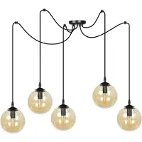 Emibig Hanglamp 5xE14 40W GIGI 5 ZWART HONINGKLEURIG 938/5
