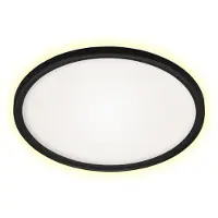 Briloner Slim - Plafondlamp led - plafonniere woonkamer met achtergrondverlichting - platte keuken lamp - neural wit licht - 18W - 29,3cm - zwart