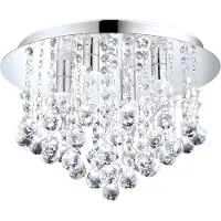 Eglo Plafondlamp ALMONTE Deckenlampe, Stahl und Glas, IP44, G9, Wohnzimmerlampe, Lampe chroom / ø35 x h23 cm / inclusief 4 x g9 (elk 2,5w) / spatwaterdicht