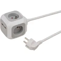 Nobrand , stekkerdoos ALEA-Power met 4 stopcontacten en 2 USB-poorten, 1,4 meter, wit