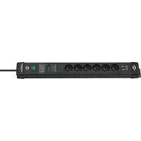 Brennenstuhl 1951164603 Stekkerdoos 6 Sockets | Premium Line | 2x USB-A | Aan/uit Schakelaar | Overspanningsbeveiliging | Type E - BE | Zwart | 3 meter
