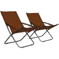 vidaXL Strandstoelen 2 st inklapbaar stof bruin