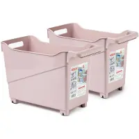 Forte Plastics Plasticforte opberg Trolley Container - 2x - roze - L38 x B18 x H26 cm - kunststof - Opberg trolley