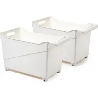 Forte Plastics Plasticforte opberg Trolley Container - 2x - ivoor wit - L45 x B24 x H27 cm - kunststof - Opberg trolley