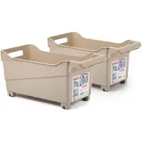 Forte Plastics Plasticforte opberg Trolley Container - 2x - beige - L38 x B18 x H18 cm - kunststof - Opberg trolley