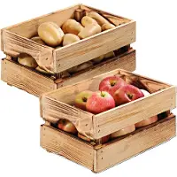 Kesper Fruitkisten opslagbox - 2x - old look - lichtbruin - hout - L40 x B30 x H23 cm - Opbergkisten