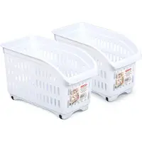 Forte Plastics Plasticforte opberg Trolley Container - 2x - wit - L30 x B15 x H18 cm - kunststof - Opberg trolley
