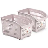 Forte Plastics Plasticforte opberg Trolley Container - 2x - roze - L30 x B18 x H19 cm - kunststof - Opberg trolley