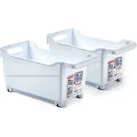 Forte Plastics Plasticforte opberg Trolley Container - 2x - wit - L38 x B18 x H18 cm - kunststof - Opberg trolley