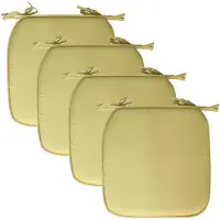 Pro Garden Progarden Stoelkussen Anna - 4x - binnen/buiten - geel - 39 x 39 x 3 cm - polyester - Sierkussens
