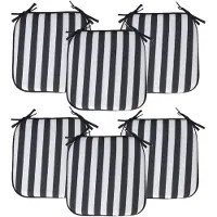 Pro Garden Progarden Stoelkussen Anna - 6x - binnen/buiten - zwart/wit - 39 x 39 x 3 cm - polyester - Sierkussens