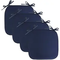 Pro Garden Progarden Stoelkussen Anna - 4x - binnen/buiten - donkerblauw - 39 x 39 x 3 cm - polyester - Sierkussens
