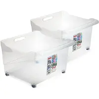 Forte Plastics Plasticforte opberg Trolley Container - 2x - transparant - L39 x B38 x H26 cm - kunststof - Opberg trolley