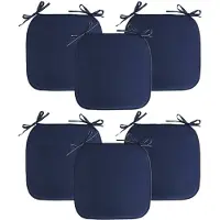 Pro Garden Progarden Stoelkussen Anna - 6x - binnen/buiten - donkerblauw - 39 x 39 x 3 cm - polyester - Sierkussens