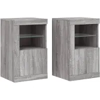 vidaXL Bijzetkastjes met LED 2 st bewerkt hout grijs sonoma eikenkleur