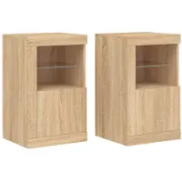 vidaXL Bijzetkastjes met LED 2 st bewerkt hout sonoma eikenkleurig