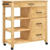 DKD Home Decor Keukenwagen MONZA, 84x40x90 cm, massief grenenhout