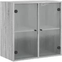 vidaXL Wandkast met glazen deuren 68x37x68,5 cm grijs sonoma eiken