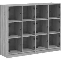 vidaXL Boekenkast met deuren 136x37x109 cm hout grijs sonoma eiken