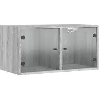 vidaXL Wandkast met glazen deuren 68,5x37x35 cm grijs sonoma