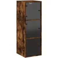 vidaXL Wandkast met glazen deuren 35x37x100 cm gerookt eikenkleurig