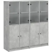 DKD Home Decor Boekenkast met deuren 136x37x142 cm bewerkt hout betongrijs