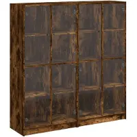 vidaXL Boekenkast met deuren 136x37x142 cm hout gerookt eikenkleurig