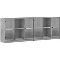vidaXL Boekenkast met deuren 204x37x75 cm bewerkt hout betongrijs