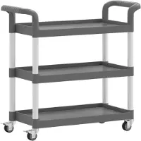 vidaXL Trolley 3-laags 77x34x72 cm aluminium grijs