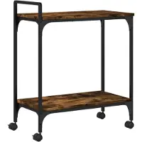 vidaXL Keukentrolley 60,5x31x72,5 cm bewerkt hout gerookt eikenkleurig