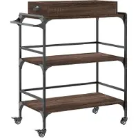 vidaXL Keukentrolley 81,5x41x92,5 cm bewerkt hout bruin eikenkleurig