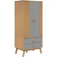 vidaXL Kledingkast OLDEN 76,5x53x172 cm grenenhout grijs en bruin