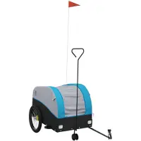 vidaXL Fietstrailer 45 kg ijzer zwart en blauw