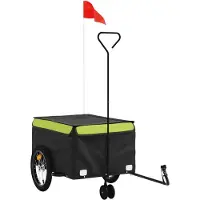 vidaXL - Fietstrailer - 45 - kg - ijzer - zwart - en - groen