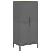 vidaXL Kledingkast FLORO 77x53x171 cm massief grenenhout grijs