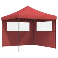 vidaXL Partytent inklapbaar pop-up met 2 zijwanden bordeauxrood