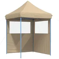 vidaXL Partytent, inklapbaar, pop-up model, met 2 zijpanelen, beige