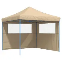 vidaXL Partytent inklapbaar pop-up met 2 zijwanden beige