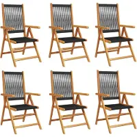 vidaXL Tuinstoelen 6 st verstelbaar massief acaciahout zwart