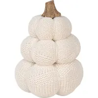 Clayre & Eef Decoratie Pompoen Ø 13x18 cm Wit Stof Wit