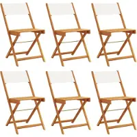 vidaXL Tuinstoelen 6 st inklapbaar massief hout en stof crèmewit