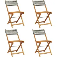 vidaXL Tuinstoelen 4 st inklapbaar poly rattan en massief hout grijs