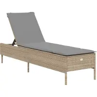 vidaXL Ligbed met kussen poly rattan beige