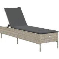 vidaXL Ligbed met kussen poly rattan lichtgrijs