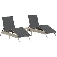 vidaXL Ligbedden 2 st met tafel poly rattan lichtgrijs