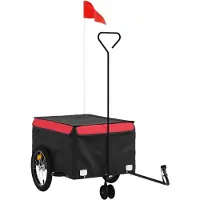 vidaXL Fietstrailer 45 kg ijzer zwart en rood