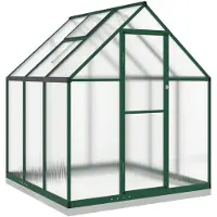 vidaXL Kas met funderingsframe, groen, 169x169x202 cm, aluminium
